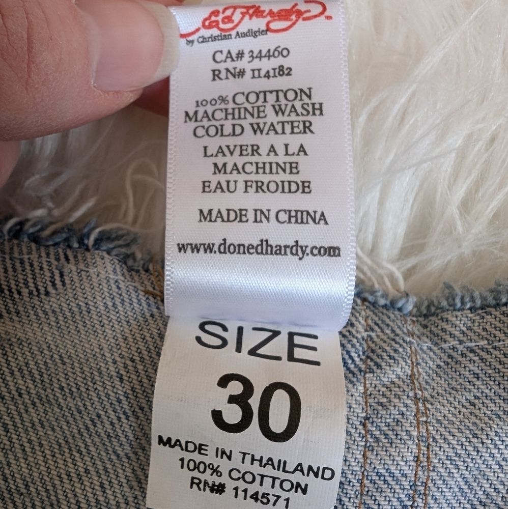 Ed Hardy Reworked Y2k Levi's Denim Mini Skirt 30 - Picture 7 of 8